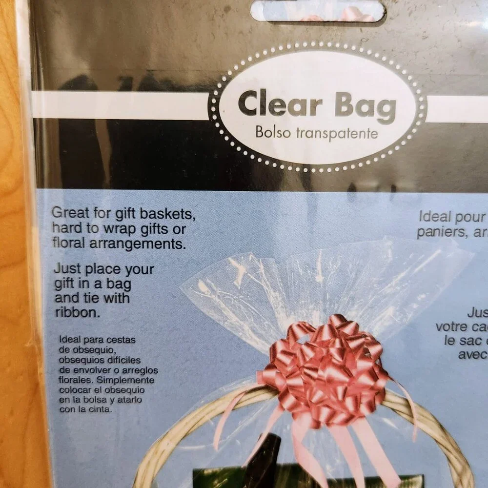 x6 Voila + Amscan Transparent Clear Sac Shrink Gift Basket Bags Bundle Lot Set